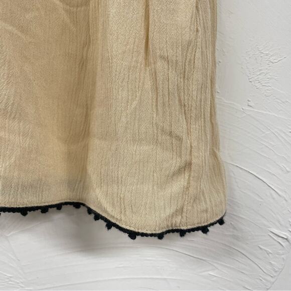 Zara Black & Cream Boho Embroidered Blouse Sleeveless Womens XS Beachy Casual - Picture 8 of 8